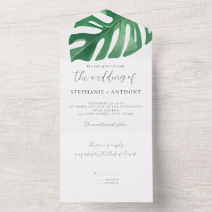 Invitación Todo En Uno La vegetación tropical Monstera deja Boda de veran