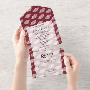 Invitación Todo En Uno Labios de diamante blanco de glam rojo