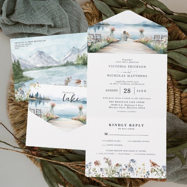 Invitación Todo En Uno Lago Rústico con Flores Silvestres | Boda Boho (Subido por el creador)