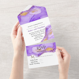 Invitación Todo En Uno Lavanda Lilac Boda De Tinta Alcohólica Todo En Una