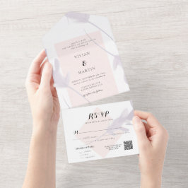 Invitación Todo En Uno Lavanda violeta elegante y Boda de color de la pie