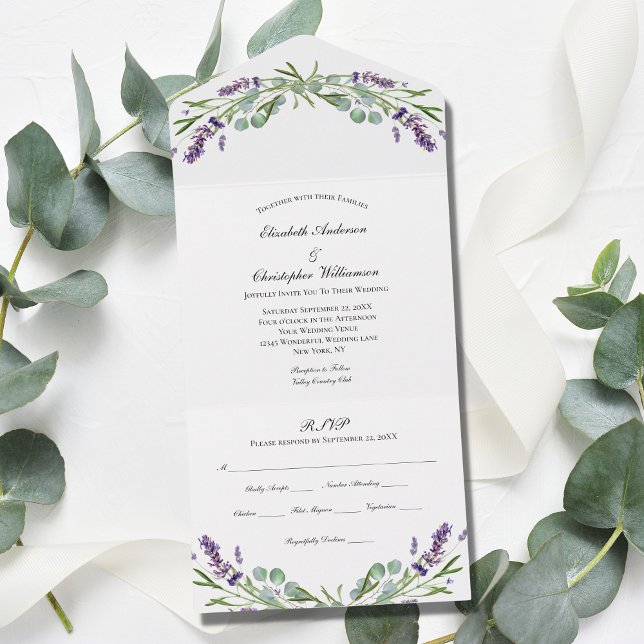 Invitación Todo En Uno Lavender Eucalyptus Boda de la triplicidad floral (Subido por el creador)