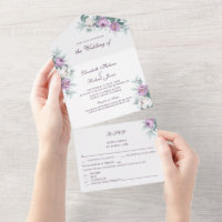 Lavender Purple All in One Wedding Invite