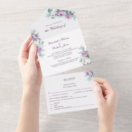 Invitación Todo En Uno Lavender Purple All in One Wedding Invite