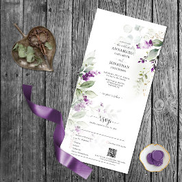 Invitación Todo En Uno Lavender Stems Greenery Boda