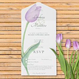 Invitación Todo En Uno Lavender Tulip Solo Purple Sin Cena con Detalles