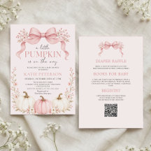 Todo En Uno Lazo Rosa Pequeña Calabaza Baby Shower