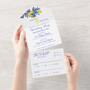 Invitación Todo En Uno Lemones mediterráneos-Boda