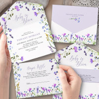 Libro de Baby Shower Purple Wildflower