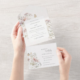 Invitación Todo En Uno Lilac Boho Wildflower Fern Boda Botánico