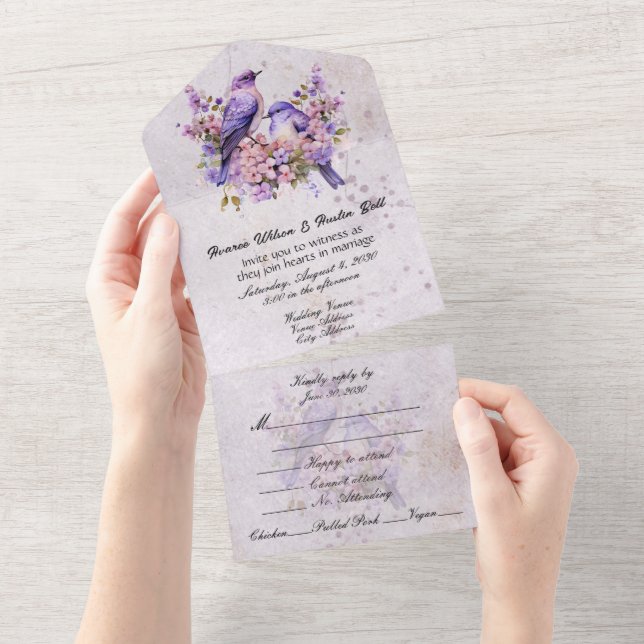 Invitación Todo En Uno Lilacs (desgarro)