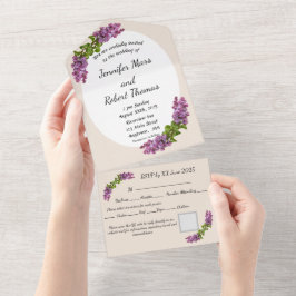 Invitación Todo En Uno Lilacs y Cream All in One Wedding Invitan