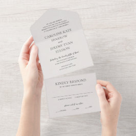 Invitación Todo En Uno Limpieza de una boda Neutral elegante