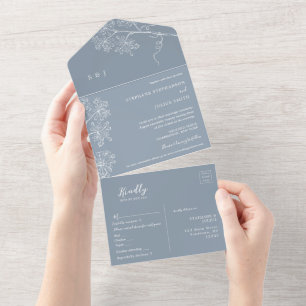 Invitación Todo En Uno Línea botánica de arte todo en una sola boda