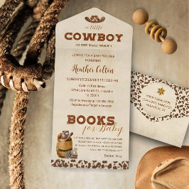 Invitación Todo En Uno Little Western Cowboy Baby Shower