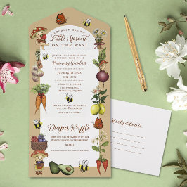 Invitación Todo En Uno Locally Grown Little Sprout Baby Shower and Raffle