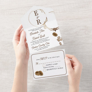Invitación Todo En Uno Los amantes del café invitan a todos en una boda