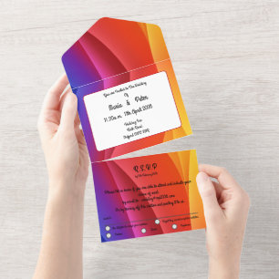 Invitación Todo En Uno Los colores del atardecer del arcoíris forman el f