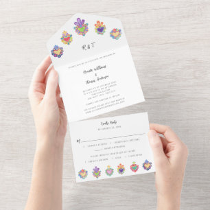 Invitación Todo En Uno Los corazones sagrados mexicanos todos en una boda