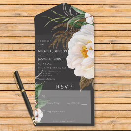 Invitación Todo En Uno Los personajes blancos modernos en negro sin cena