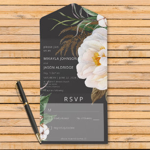 Invitación Todo En Uno Los personajes blancos modernos en negro sin cena