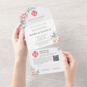 Invitación Todo En Uno Los Vietnamitas Bilingües Tradicionales En Todo
