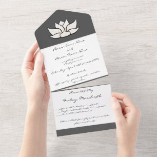 Invitación Todo En Uno Loto exquisito en blanco