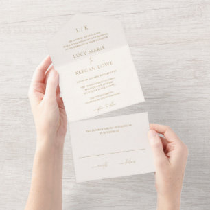 Invitación Todo En Uno Lucy Ivory Classic Elegant Wedding