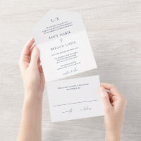Lucy Navy Blue Classic Elegant Wedding