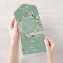 Invitación Todo En Uno Lujosa Boda floral delicada Ligera y aireada
