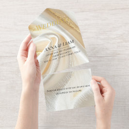 Invitación Todo En Uno Luxury Gold Minimalist IFoil All in One Invitation