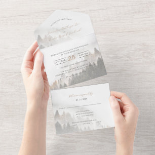 Invitación Todo En Uno ©Lyrical Pine Forest Woods Otoño Fall Wedding