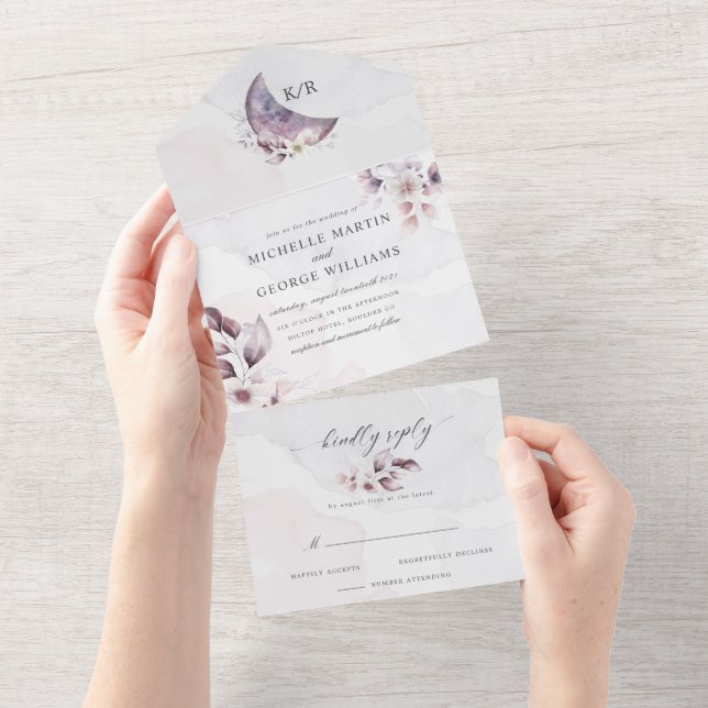 Invitación Todo En Uno magnífica cascada de agua floral (desgarro)