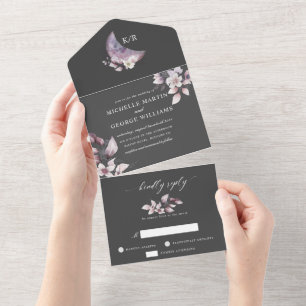 Invitación Todo En Uno magníficas acuarelas caen floridas en una sola inv