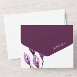 Invitación Todo En Uno Magnolia Pastel Paleta Violeta Púrpura Acuarela