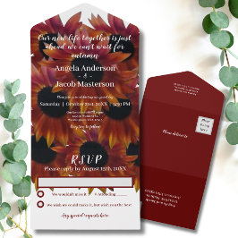 Invitación Todo En Uno Mahogany Sunflower Boda de otoño