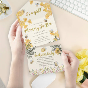 Invitación Todo En Uno Mamá chica se va a convertir en un lindo Baby Show