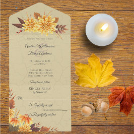 Invitación Todo En Uno Mamáes otoñales con follaje