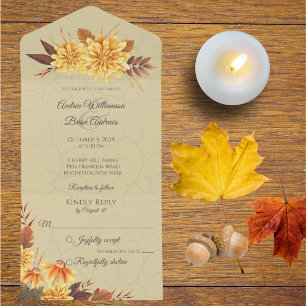 Invitación Todo En Uno Mamáes otoñales con follaje