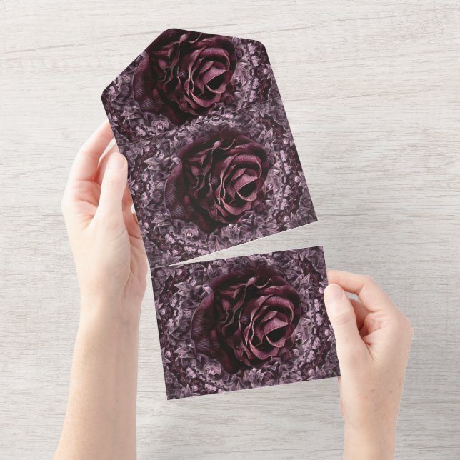 Invitación Todo En Uno Mandala de rosa  (desgarro)