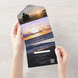 Invitación Todo En Uno Mar de Amor | Beach Sunset + su Boda fotográfico