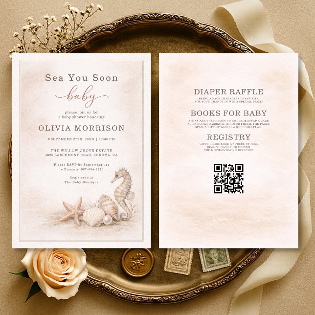 Invitación Todo en Uno Mar Te Vemos Pronto Bebe Shower (Subido por el creador)