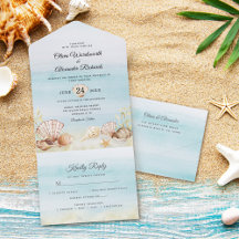 Marcas de playa Boda de acuarela tropical oceánica