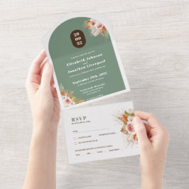 Invitación Todo En Uno Marco de arco floral del desierto de Boho