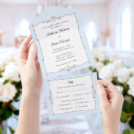 Invitación Todo En Uno Marco de Rosa Dibujada a Mano Minimalista y Elegan