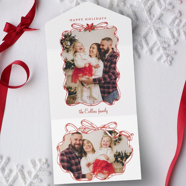 Invitación Todo En Uno Marco fotográfico de Navidades rojos dibujados a m (Subido por el creador)