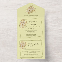 Invitación Todo En Uno Marco Rosa - Boda amarillo celestial