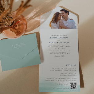 Invitación Todo En Uno Mareas de lastre Boda de acuarela costera