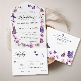 Invitación Todo En Uno Mariposa silvestre Romantic Garden Fiesta Boda