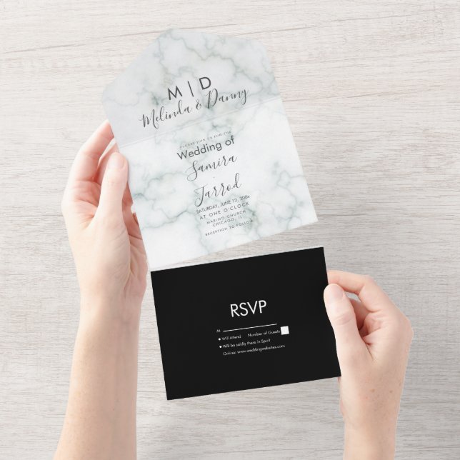 Invitación Todo En Uno Mármol de concreto gris todo en una sola invitació (desgarro)